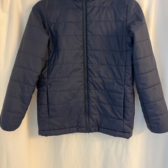 Teal and blue Lands End kids 3-in- 1 winter parka, size 10-12, medium - Picture 5 of 12